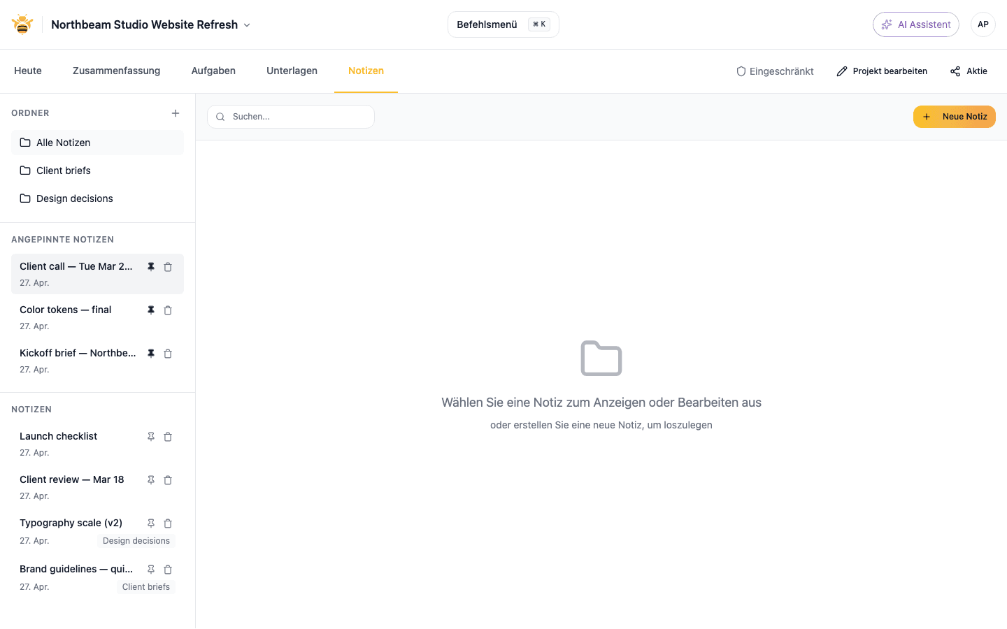 Screenshot der FeedbackHive-Prioritäts- und Zusammenfassungsansicht