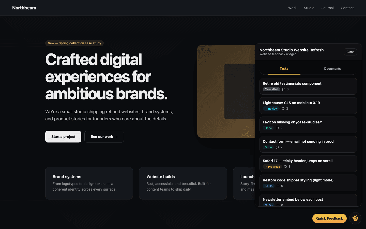 Bug report form with annotated screenshot and automatic metadata