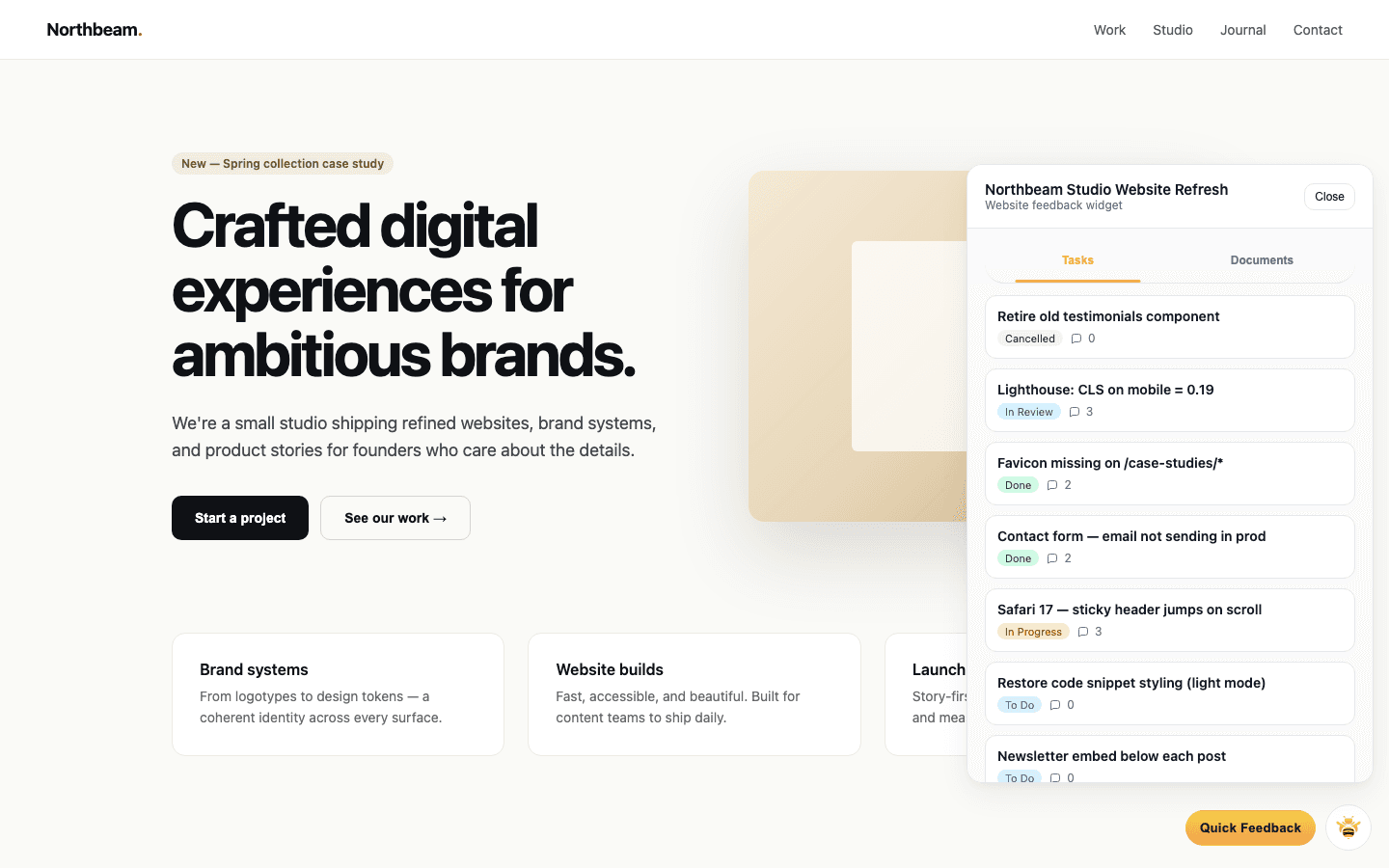 Widget floating button on a production website