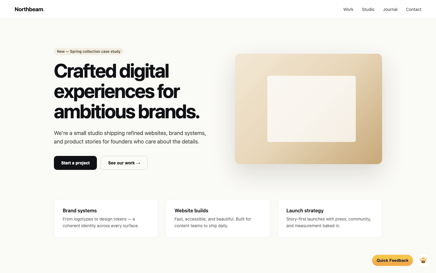 FeedbackHive widget open on a marketing site with a client annotating a button